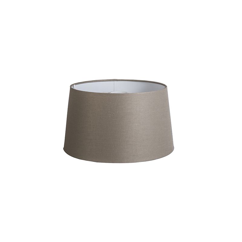 Rond Schuin Linnen Qazqa diameter 35 centimeter taupe okrągły supportsE27 1 szt.