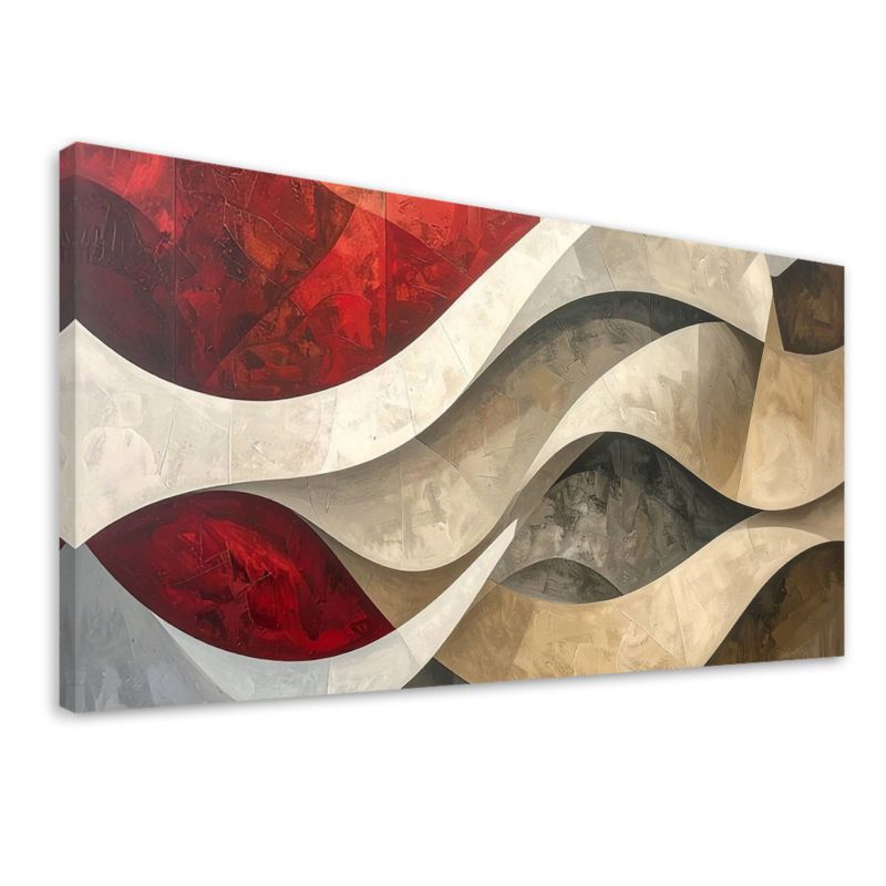 Obraz do salonu sypialni biura loftu Feeby Abstrakcja linie tekstury beżowy czerwony 80x40cm 1szt