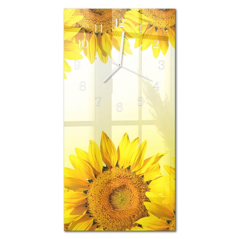 Dekoracyjny Zegar Ścienny Tulup 30x60 cm z Białymi Wskazówkami Słonecznik 1 szt.