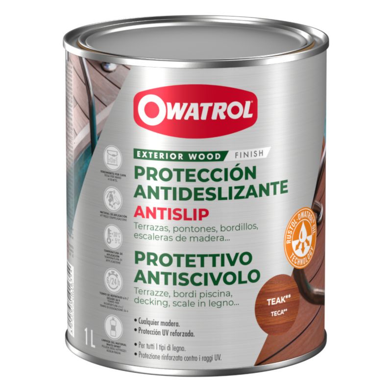 Farba ochrona antypoślizgowa do drewna zewnętrznego Owatrol ANTISLIP Teck 1L