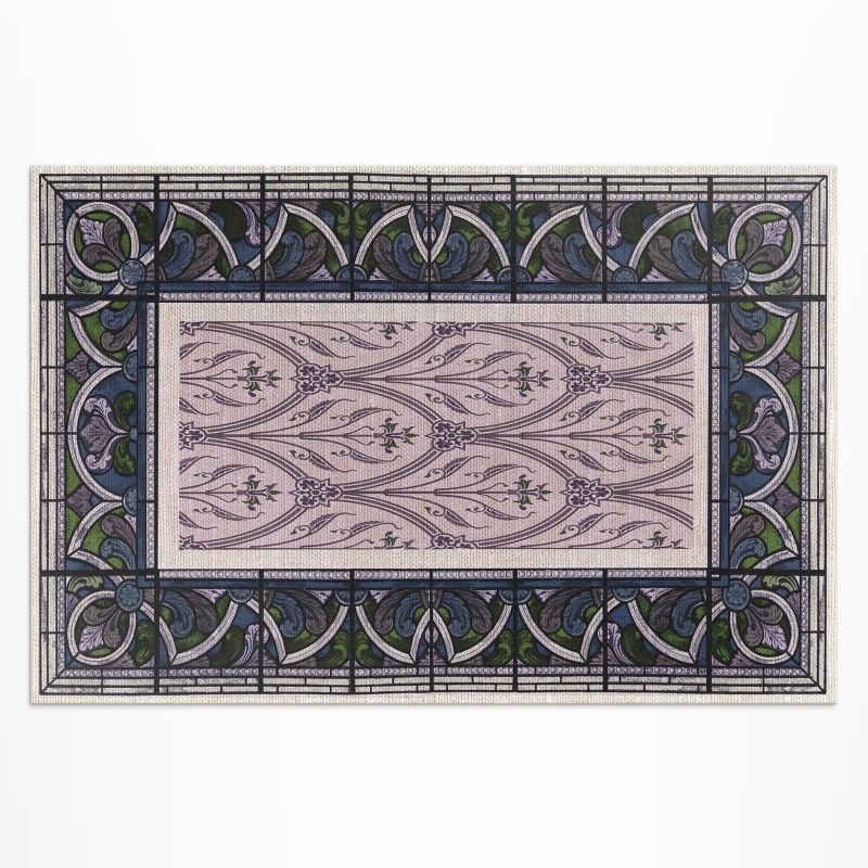 Dywan Winylowy Zewnętrzny Wallfluent 150x225 cm Gotyckie fioletowe witraże 1 szt.