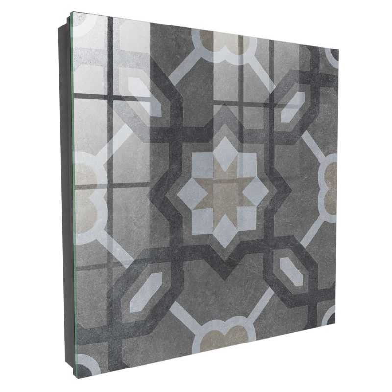 Skrzynka Na Klucze Szkło Hartowane Tulup 30x30 cm Geometryczna elegancja 1 - Czarna - Otwierana na prawo 1 szt.