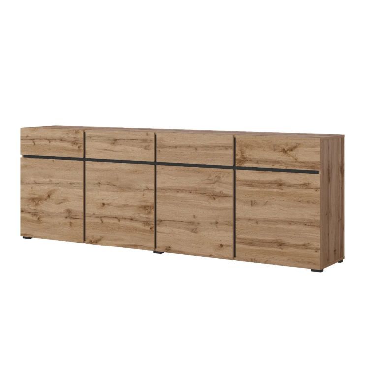 Komoda Helvetia CROSS 4D4S 225cm dąb wotan/czarna 1 szt.
