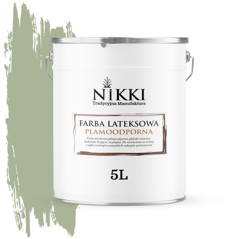 Farba Lateksowa Premium do Ścian i Sufitów Odporna na Plamy NIKKI Zielony H2143 Głęboki Mat 5L