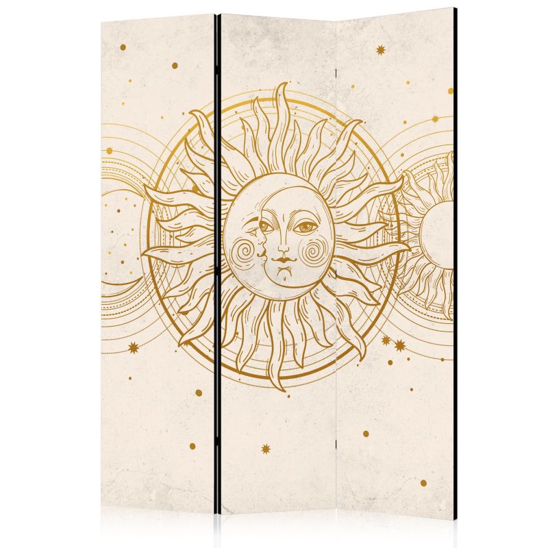 Parawan Muralo Dwustronny Ornament Słońce Księżyc Wzór 135x172 cm 1 szt.