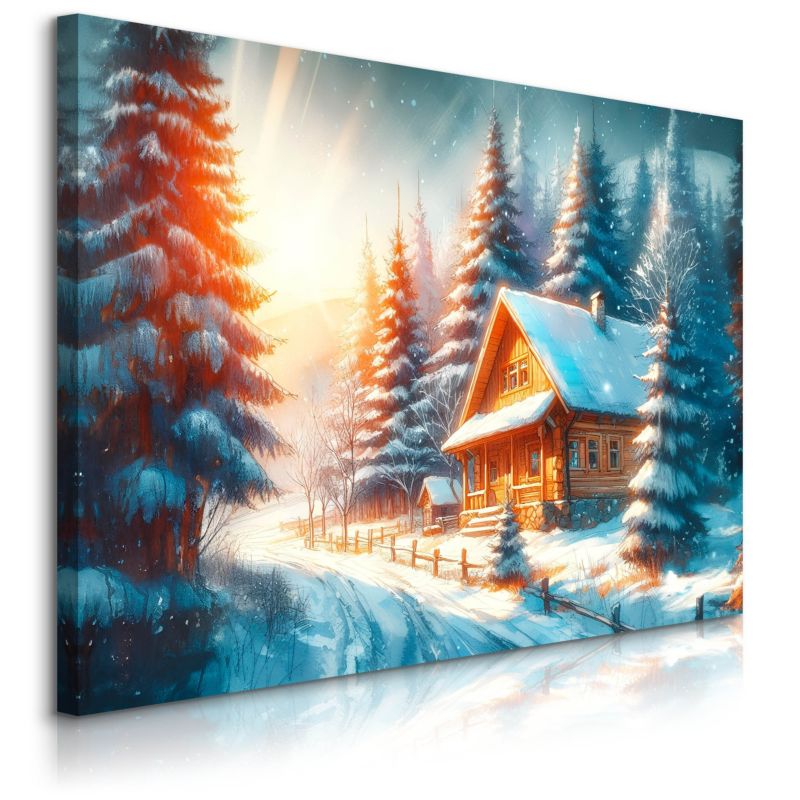 Obraz Muralo Na Płótnie Zimowy Krajobraz Abstrakcja Do Salonu 100x70 cm 1 szt.