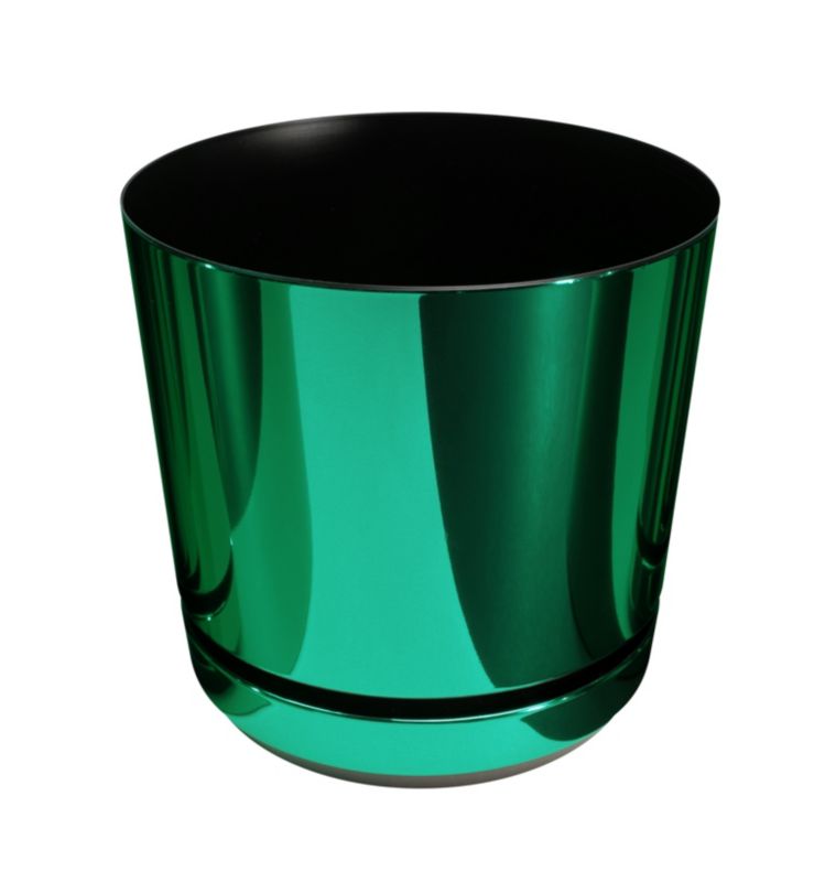 Doniczka z podstawką Kerd 18 cm wzór 087 ZIELONY BŁYSZCZĄCY nowoczesna wiosenna styl glamour wysoki połysk metaliczny 1 szt