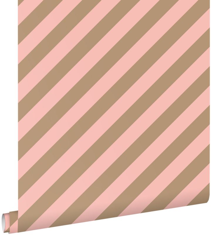 Tapeta ESTAhome paski różowymIbeżowo-brązowym 50 x 900 cm - 1 rol.