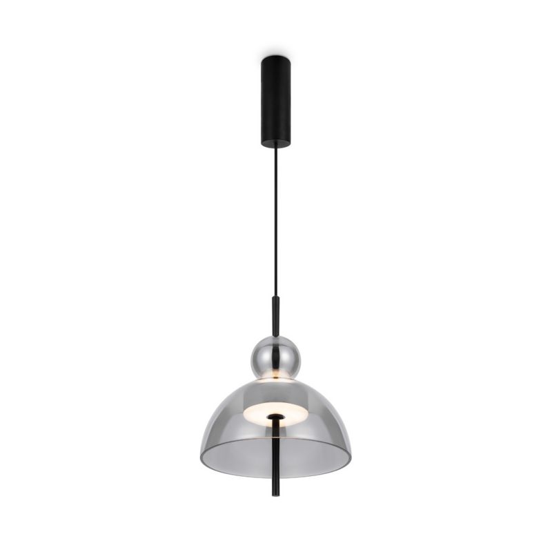 Lampa wisząca stick w kopule Maytoni BANGKOK czarna-dymiona LED 12W 3000K 1300lm IP20 - 1 szt.