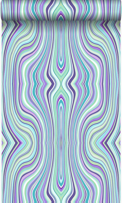 Tapeta Origin Wallcoverings linie graficzne turkusowymIfioletowym 53 cm x 10.05 m - 1 rol.