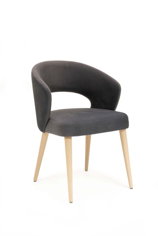 Krzesło tapicerowane Chairline MIREK 6 grafitowe tkanina Portland Black nogi drewniane toczone dąb artisan 1 szt.