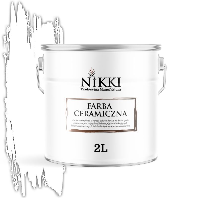 Farba Ceramiczna Wewnętrzna Ściany i Sufity NIKKI Śnieżny biały Głęboki Mat 2L
