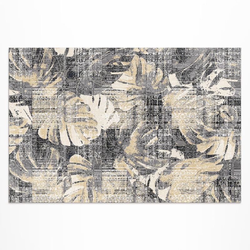 Winylowy Chodnik Zewnętrzny Wallfluent 140x210 cm Motyw liście monstery wytarta tekstura 1 szt.