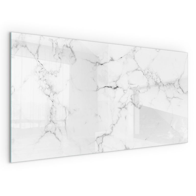 Szklana Podkładka Pod Kominek Prostokąt Wallfluent 140x70 cm Marmur z żyłami 1 szt.