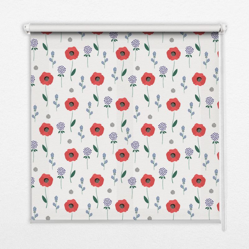 Roleta Do Okien Tulup 100x140 cm Kwiaty Mak Montaż do ściany/sufitu 1 szt.
