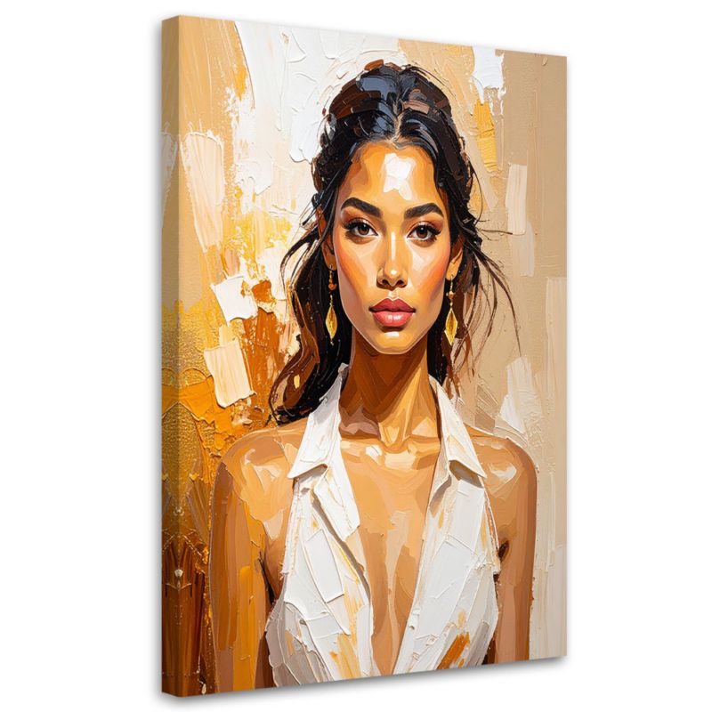 Obraz do salonu sypialni Feeby Portret Kobiety Glamour w beżu 70x100cm 1szt
