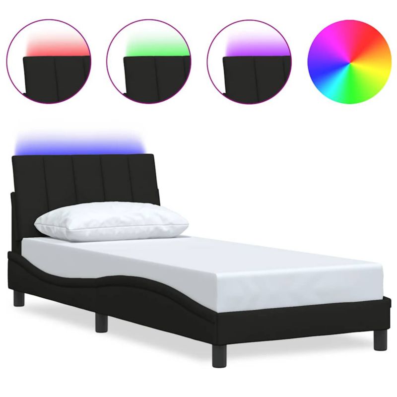 Łóżko tapicerowane WaszeMeble 80x200 cm Czarny tkanina z LED WM-3310421 1 szt.