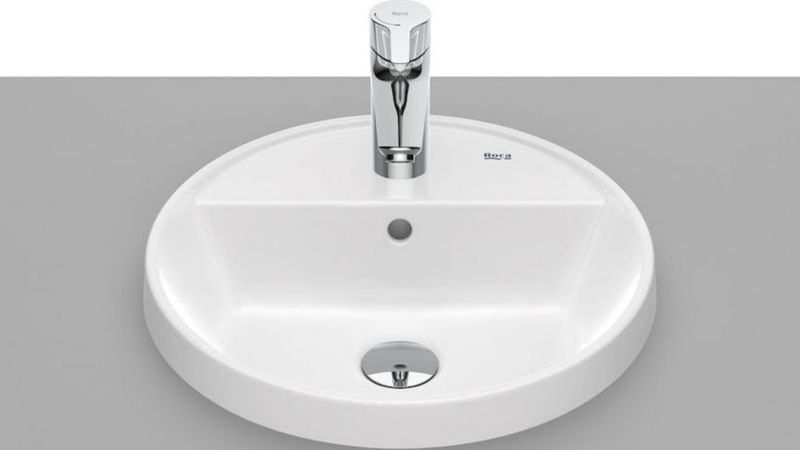 Umywalka Roca Gap okrągła wpuszczana 40 cm biała z otworem i przelewem 1 szt.