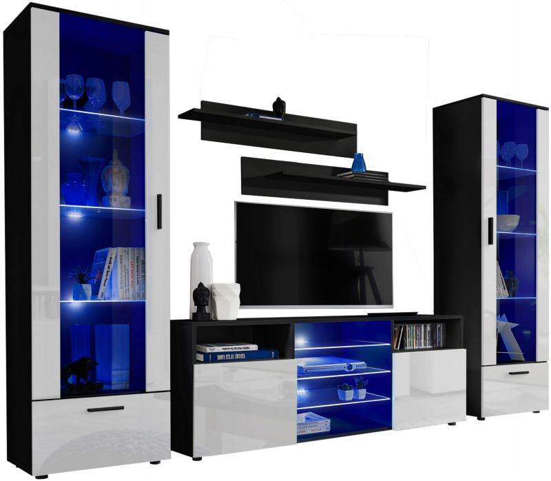 Meblościanka Pan Igiełka LED RGB Czarna Biała Zestaw Mebli 1 szt