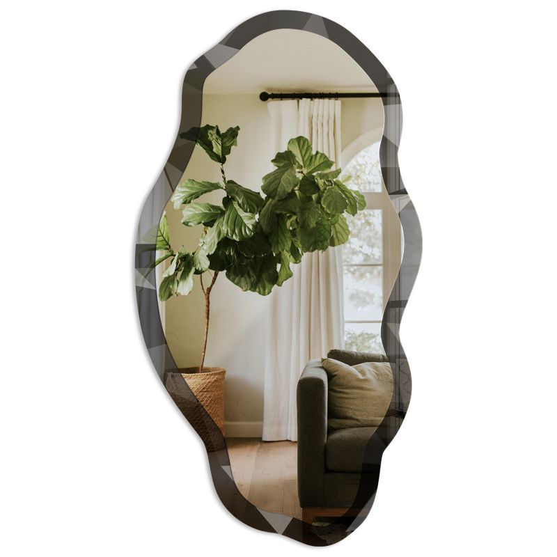 Lustro Nieregularne Tulup 52x97 cm Geometryczna głębia - w Ramie Szkło Hartowane Lustro z Nadrukiem 1 szt.