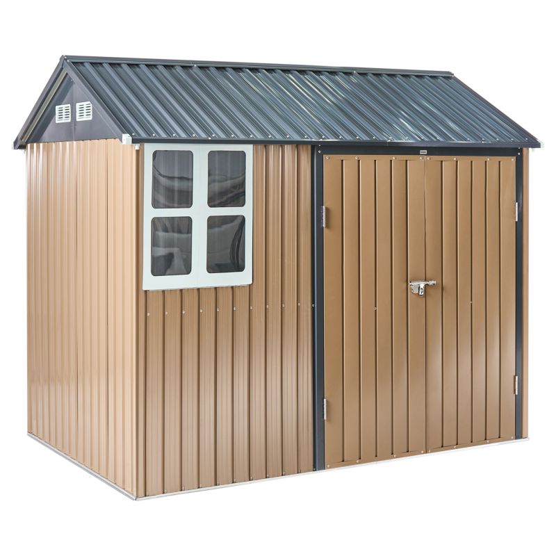 Domek narzędziowy Nocciano 248 cm 161 cm Metal Brązowy 1 szt.