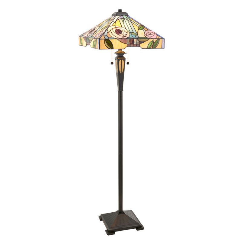 Lampa stojąca róże Tiffany WILLOW multikolor czarna 2xE27x20W IP20 wym:153x42.5x42.5cm - 1 szt.