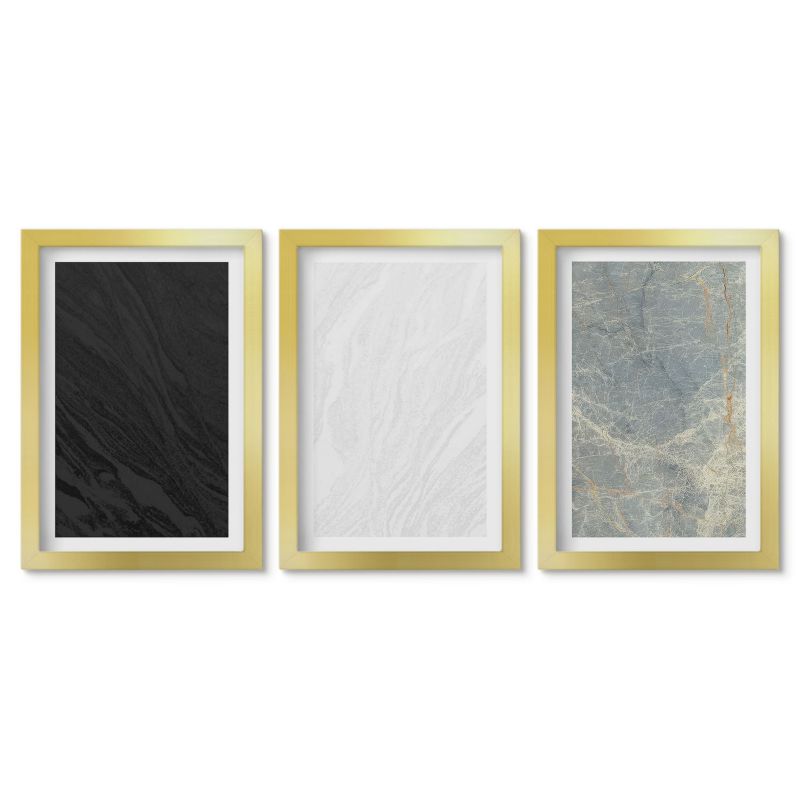 Zestaw 3 obrazów w złotej ramie Tulup 20x30 cm Ttruktury kamienne Dekoracja ścienna do przedpokoju 1 kpl