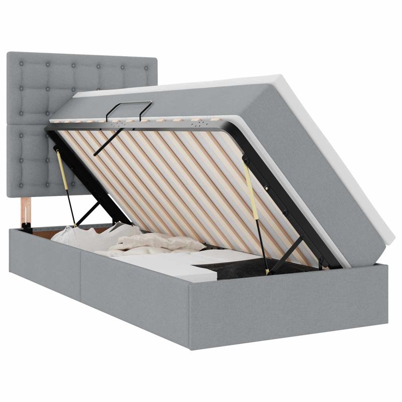 Łóżko Kontynentalne WaszeMeble z Materacem 90x190 cm Szare WM-3371874 1 szt.