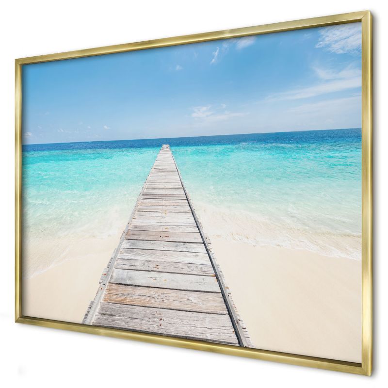 Ozdobna tablica na magnesy Wallfluent 100x70 Molo ocean w złotej ramie 1szt