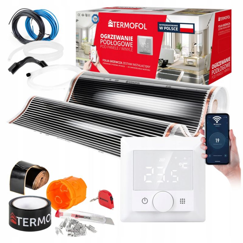 Zestaw mata grzewcza TERMOFOL moc 150W/m² szerokość 50 cm powierzchnia 7m² + termoregulator TF-H5 WIFI 1kpl