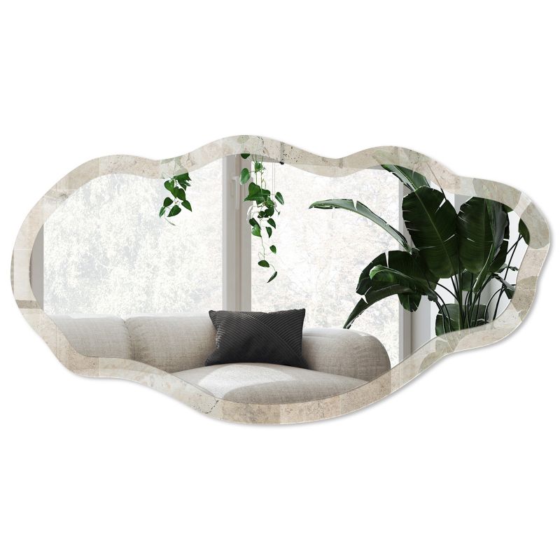 Lustro asymetryczne w szklanej ramie Wallfluent 52x97 cm Marmurowe płytki Do garderoby Styl loftowy 1 szt.
