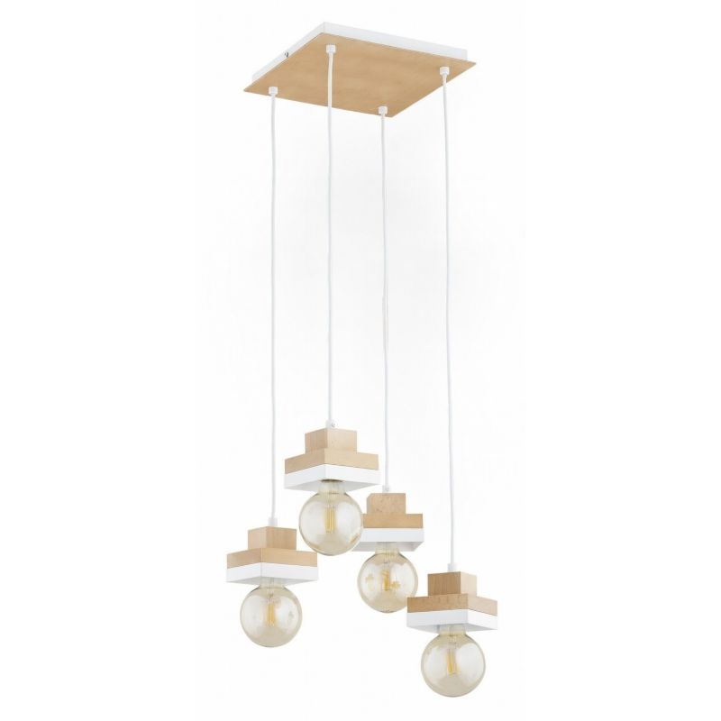 Lampa wisząca drewniane elementy Alfa MIKO biała 4xE27x15W IP20 wym:90x30x30cm - 1 szt.