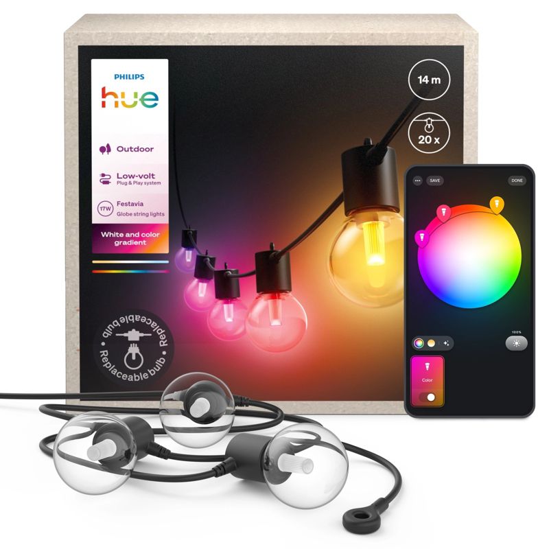 Girlanda Ogrodowa Festavia Philips HUE 14m IP65 20LED RGB Inteligentna Bluetooth White and Color Ambiance 1 szt.