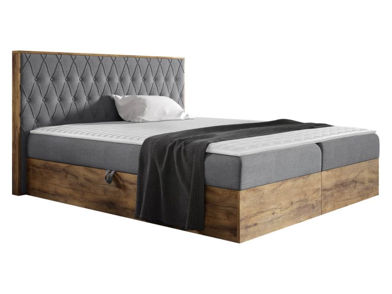 Łóżko kontynentalne MIRJAN 24 Wood 6 120x200 dąb lancelo/stalowy szary 1 szt.