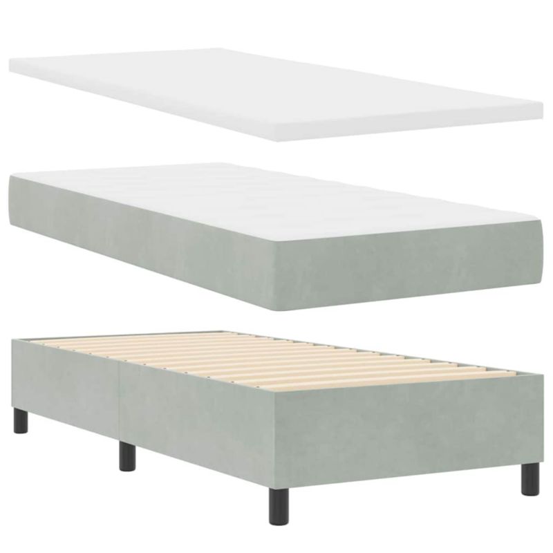 Łóżko z materacem WaszeMeble 80x200 cm Jasnoszary aksamit WM-3344474 1 szt.