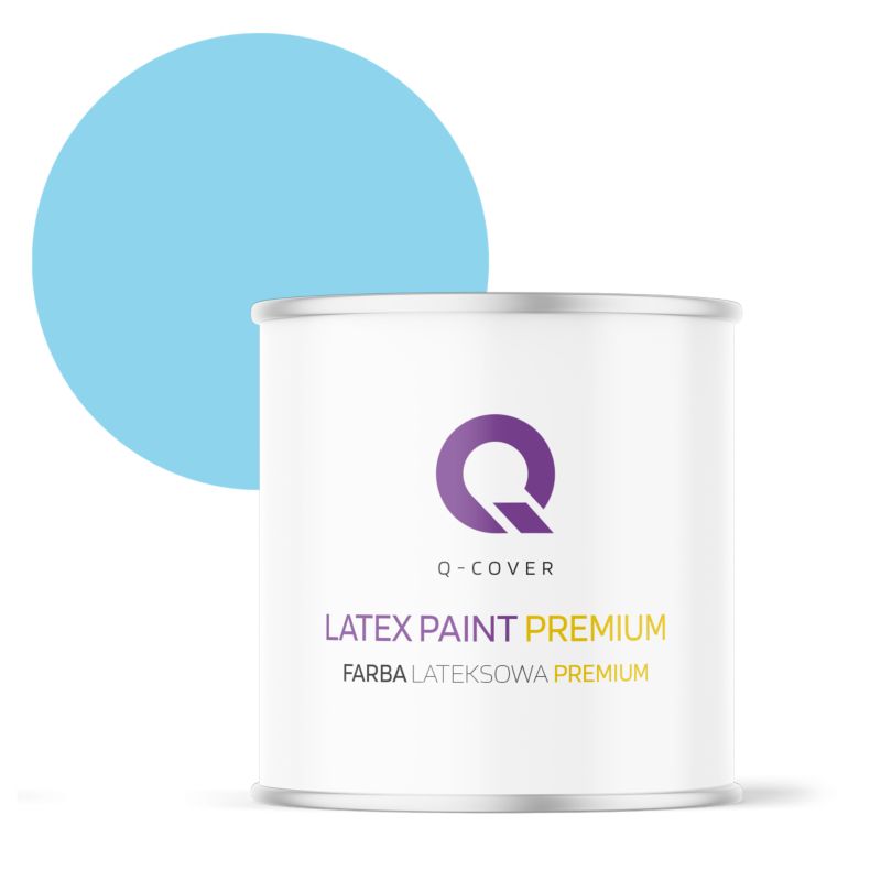 Farba Lateksowa Premium Plamoodporna do Ścian i Sufitów Q-Cover Jasny niebeski H0361 Głęboki Mat 2L