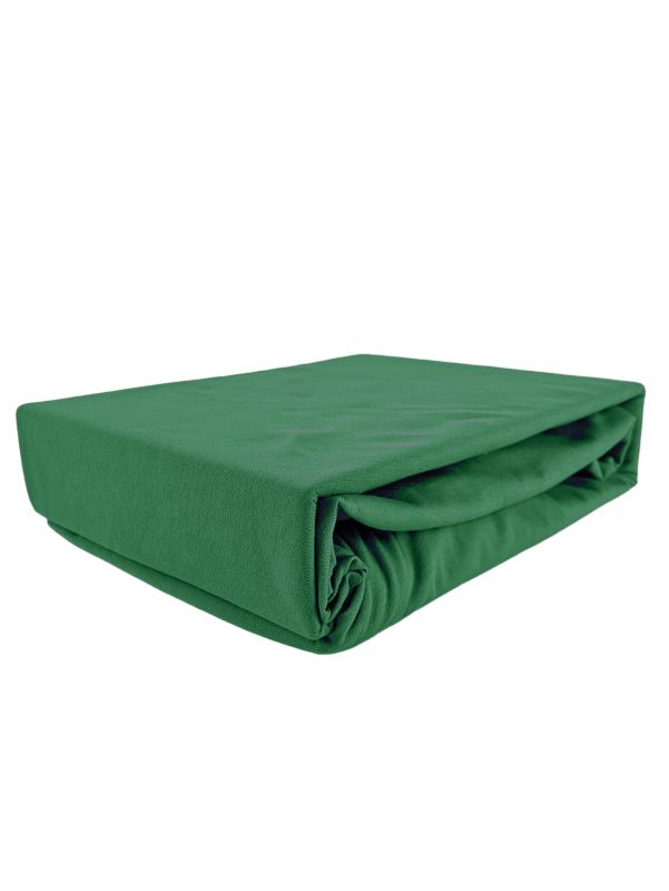 Prześcieradło z gumką jersey bawełna premium zieleń butelkowa 70x160 1 szt.