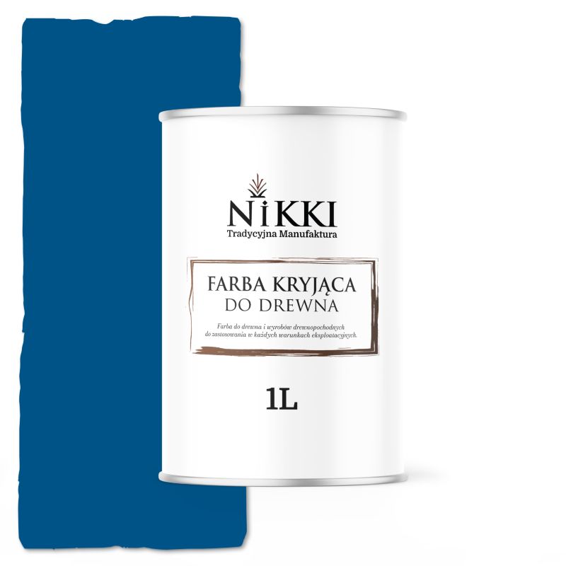 Farba do Drewna Kryjąca na Zewnątrz i Wewnątrz NIKKI Niebieski RAL5005 Wysoki Połysk 1L