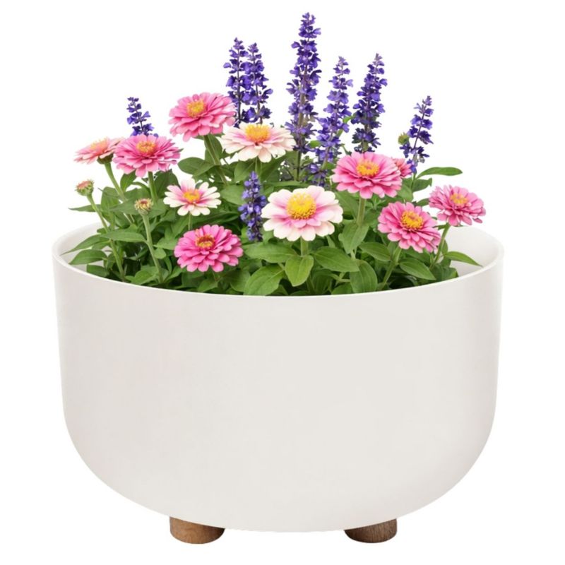 Doniczka misa TERRA HowHomely plastikowa biała na nóżkach 26,9 cm 1szt.