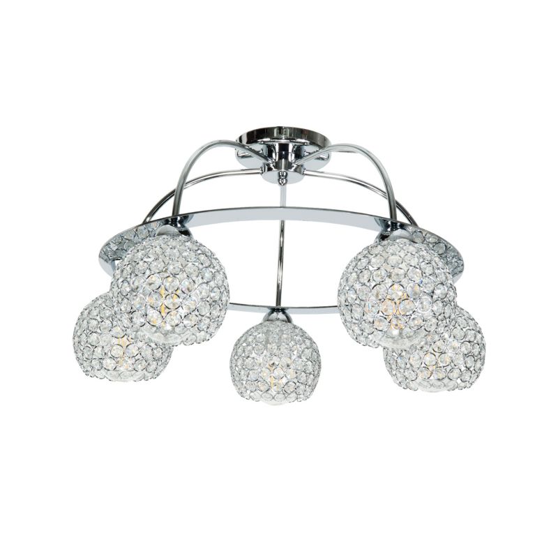 Lampa wisząca EDYLIT 5xE27 chrom kule kryształki żyrandol glamour PAULA 14-100 1 szt.