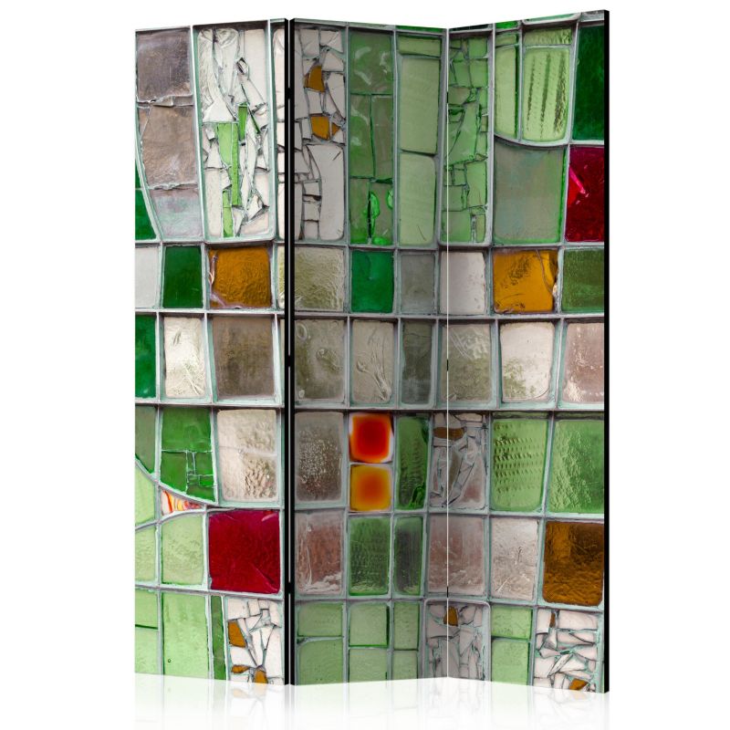 Parawan Muralo Dwustronny Butelkowe Szkło Kolorowy Witraż 135x172 cm 1 szt.