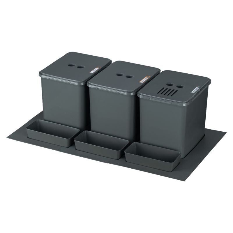 Sortownik śmieci FLEXI BASE do szuflady w szafce 80/90 cm 3 kosze 3x16 l + filtr + kuwetki 1 kpl.