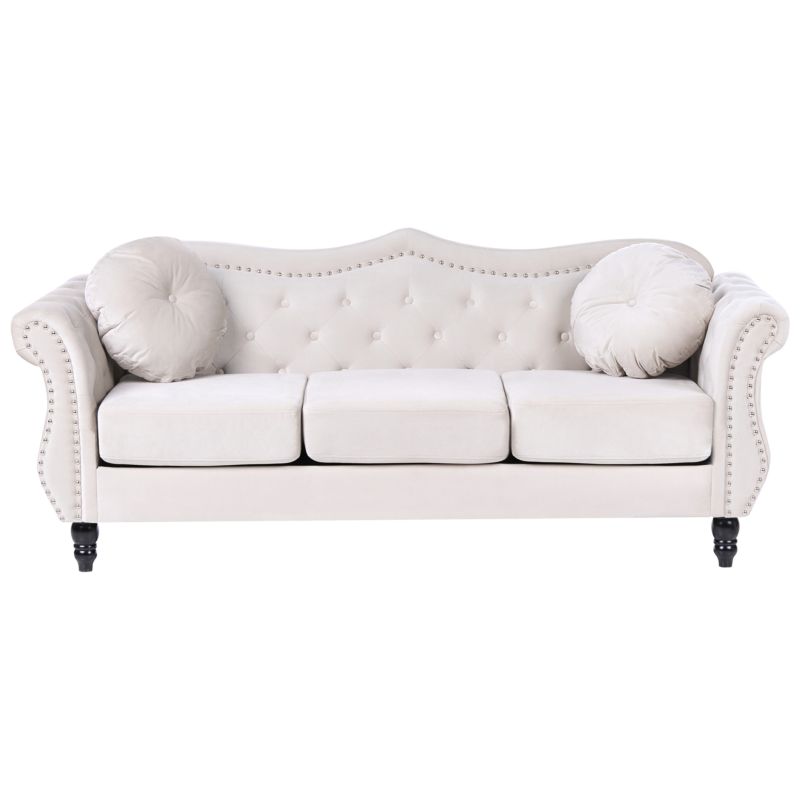 Sofa dla 3 osób Skien Welur Jasnobeżowy 1 szt.