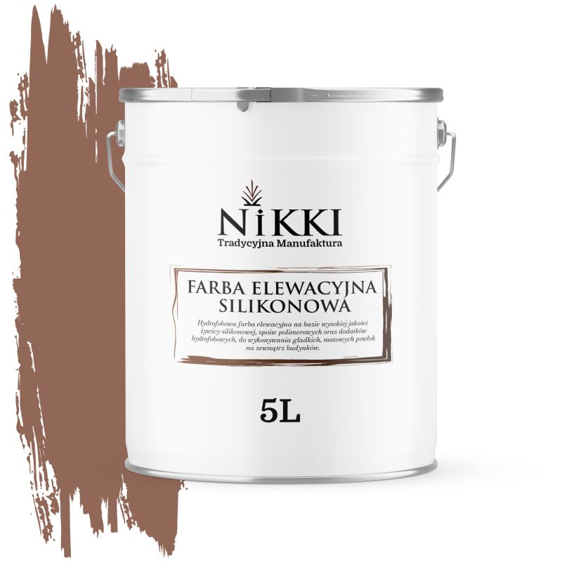 Farba Elewacyjna Zewnętrzna Silikonowa Odporna na Zielenienie NIKKI Brązowy F516 5L