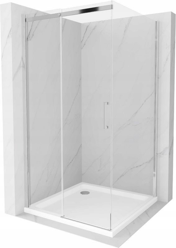 Kabina prysznicowa Mexen Omega rozsuwana 100 x 100 cm transparent chrom + brodzik Flat