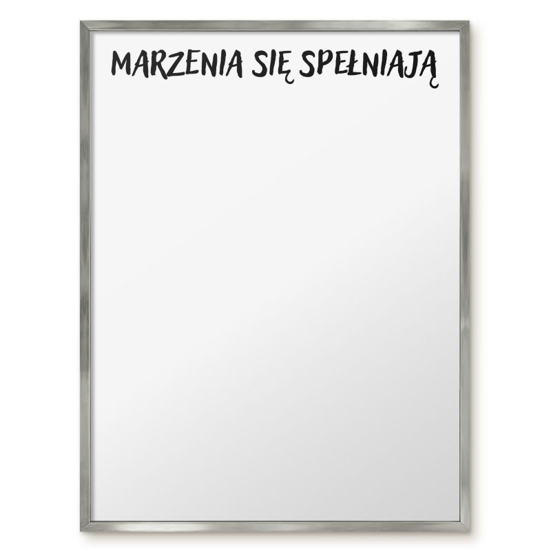 Tablica Magnetyczna Dekoracyjna Ścienna Tulup 60x80 cm Marzenia się spełniają - Srebrna rama Do salonu, sypialni 1 szt.
