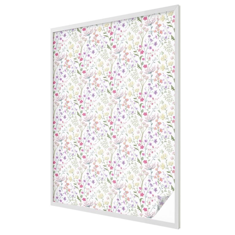 Witraż Samoprzylepny Wallfluent 100x146 cm Stylowa Dekoracja Okna Kwiatowy wzór roślinny 1 rol.