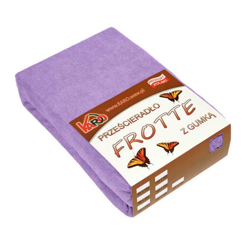 Prześcieradło frotte z gumką KARO 180x200 fioletowe 1 szt.