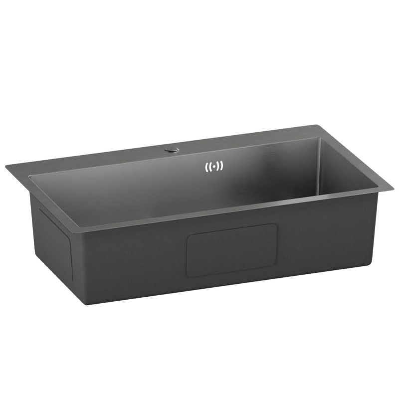 Zlew kuchenny z syfonem SEVANTE 75x45 satynowy otwór na baterię 1 szt.