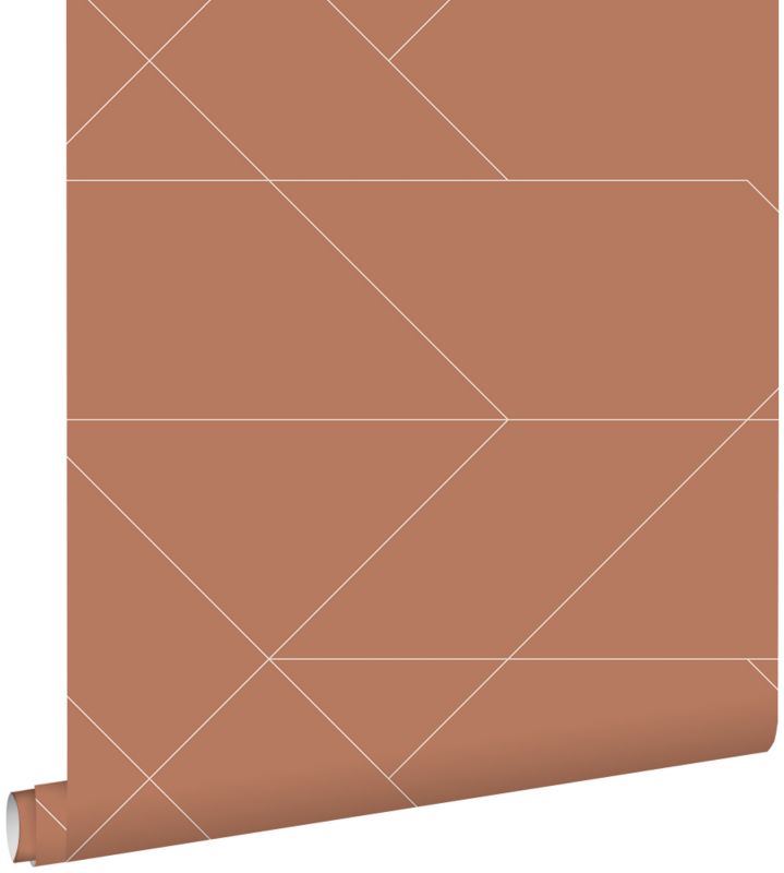 Tapeta ESTAhome linie graficzne terakota 53 cm x 10.05 m - 1 rol.